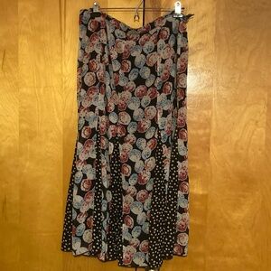 The Pyramid Collection Large Floral and Dot A-Line Skirt